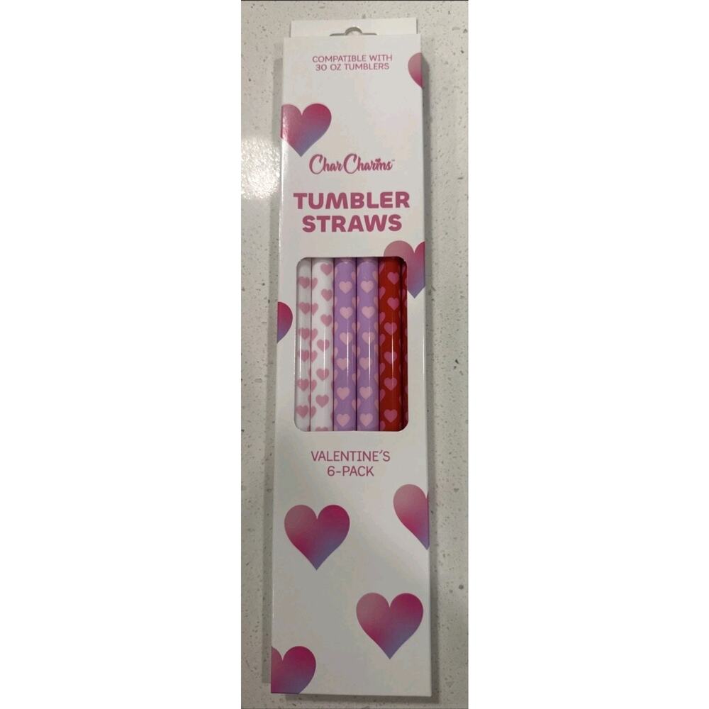 CharCharms Valentine 6pk for 30oz Tumbler Straws - Hearts